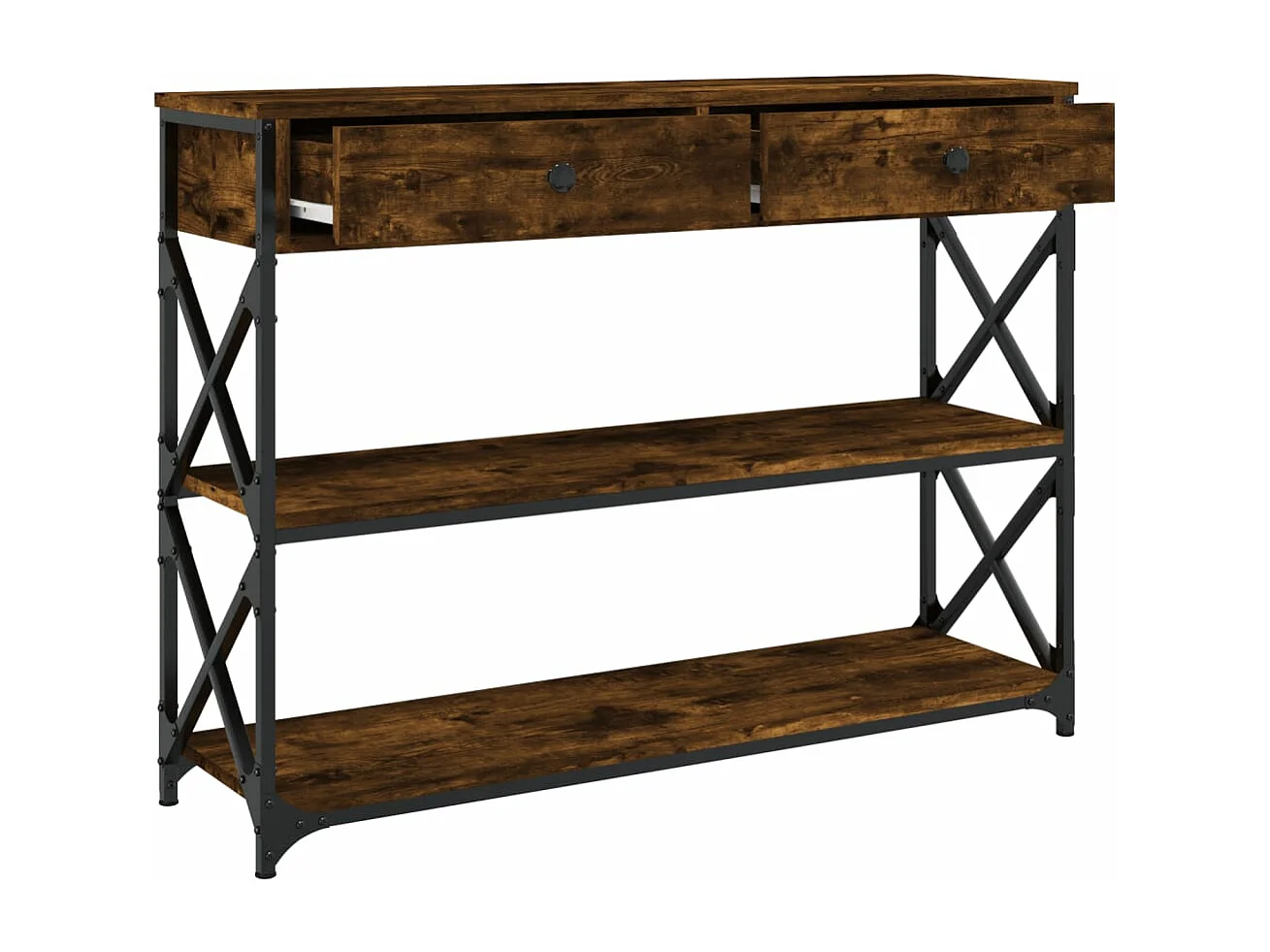 Wandtafel 100x28x75 cm bewerkt hout gerookt eikenkleurig