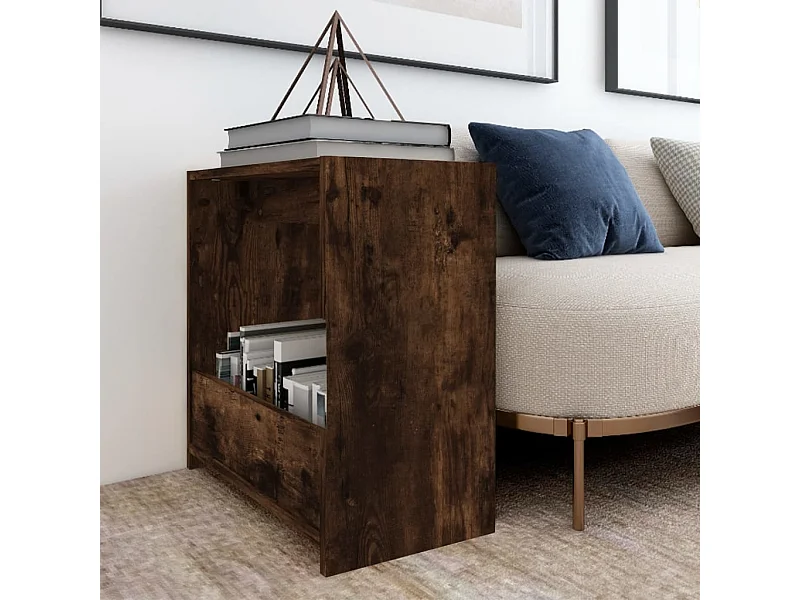 Table d'appoint Chêne fumé 50x26x50 cm Bois d'ingénierie