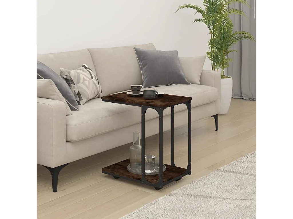 Table d'appoint à roues Chêne fumé 50x35x55,5 cm