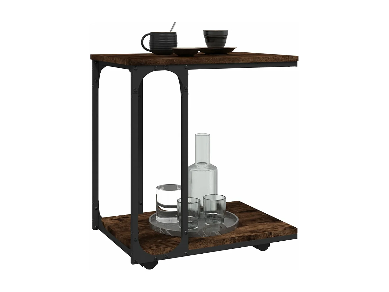 Table d'appoint à roues Chêne fumé 50x35x55,5 cm