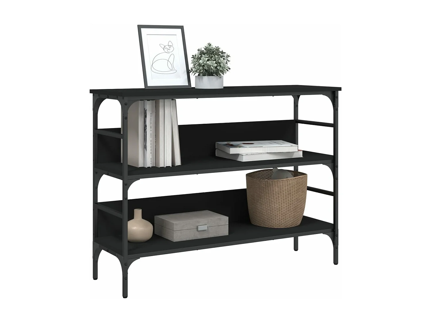 Table console noir 100x32x75 cm bois d'ingénierie