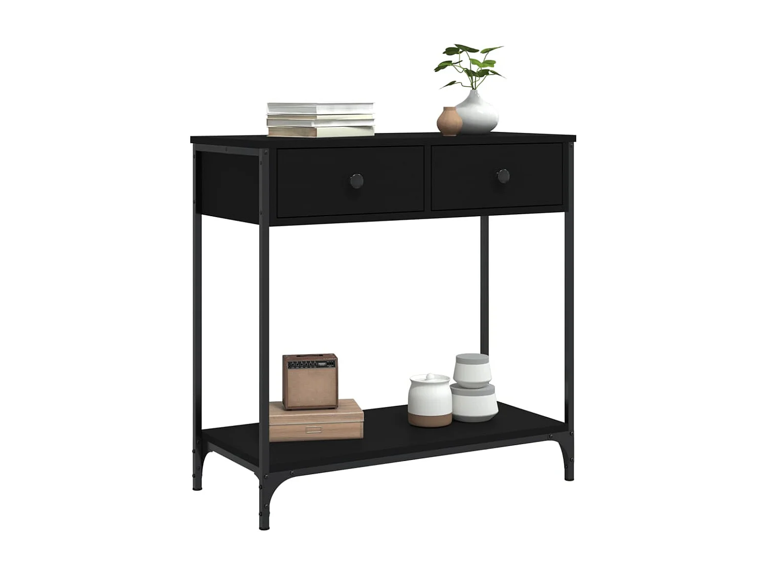 Table console noir 75x34,5x75 cm bois d'ingénierie