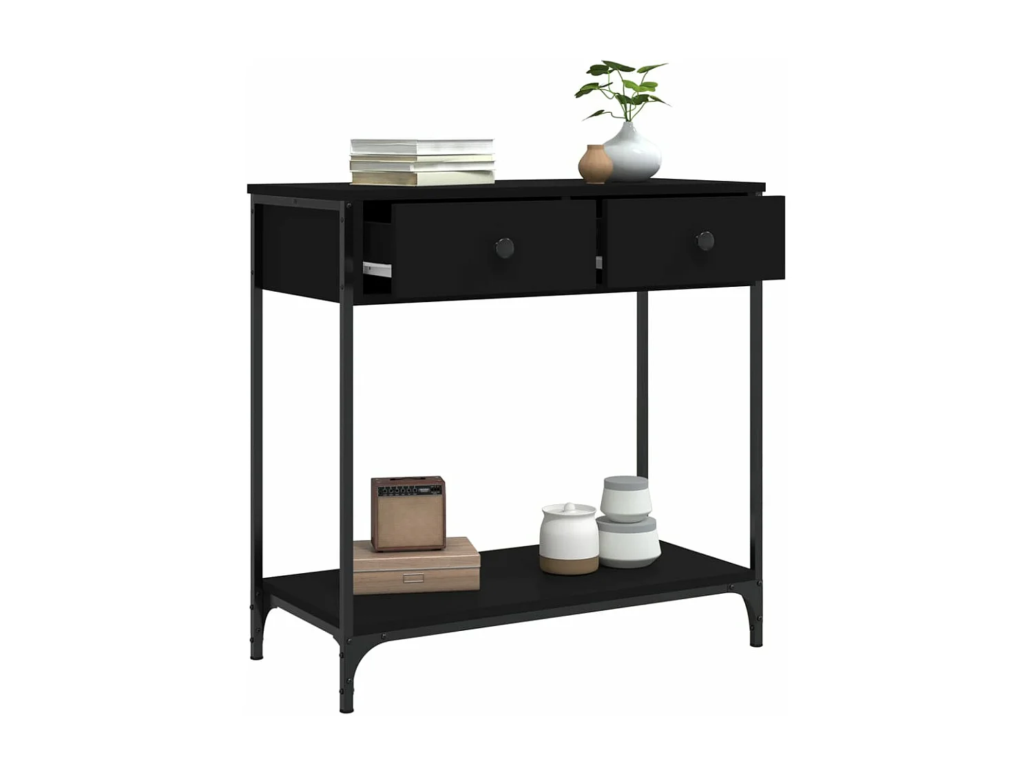 Table console noir 75x34,5x75 cm bois d'ingénierie