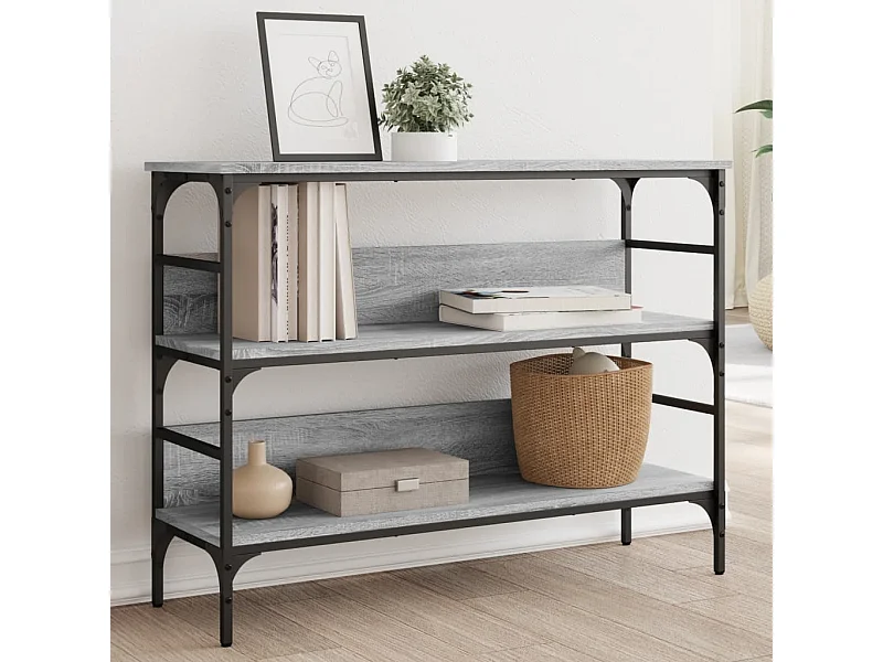 Mesa consola madera de ingeniería gris Sonoma 100x32x75 cm