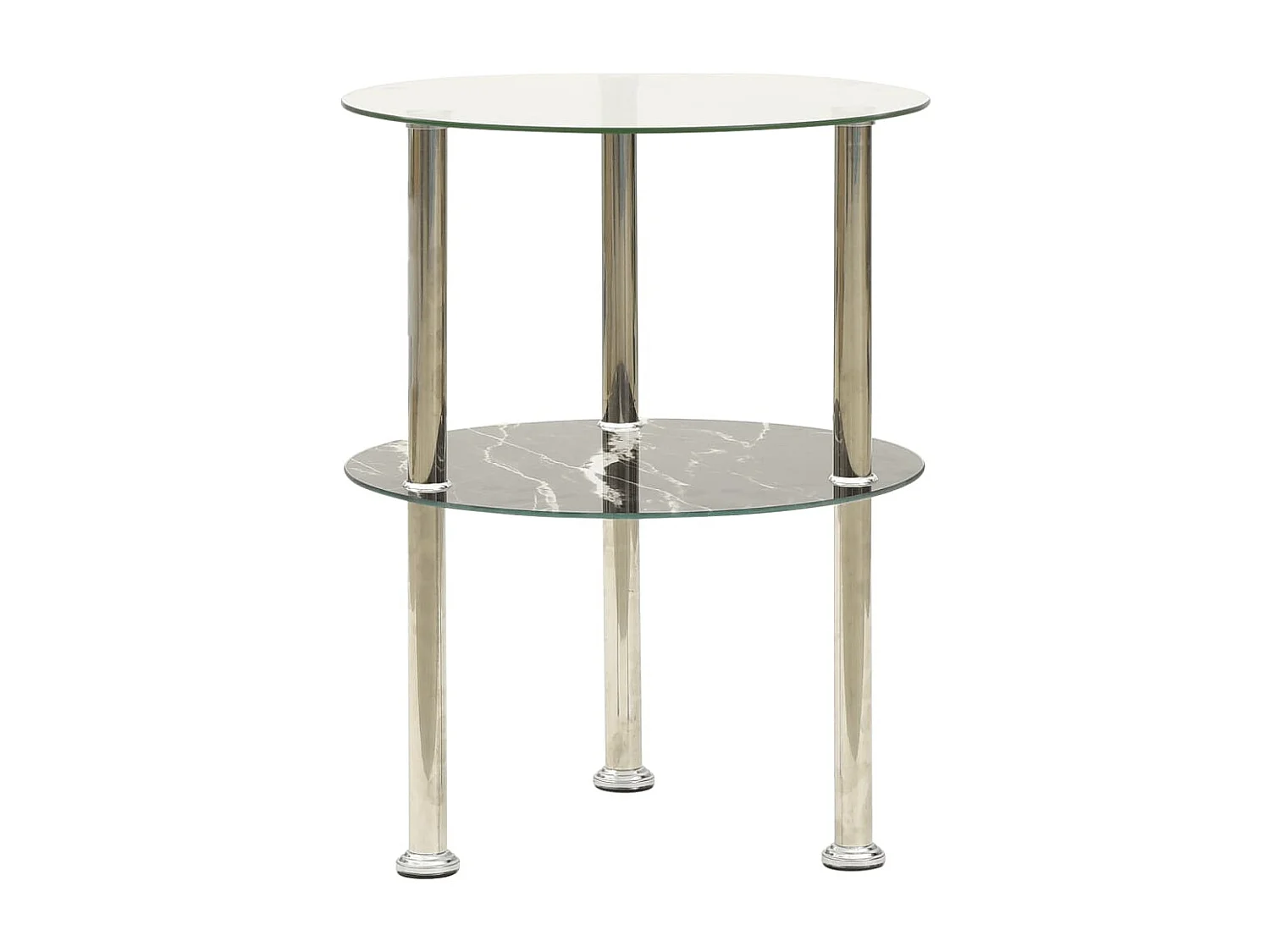 Table d'appoint 2 niveaux Transparent et noir 38cm Verre trempé