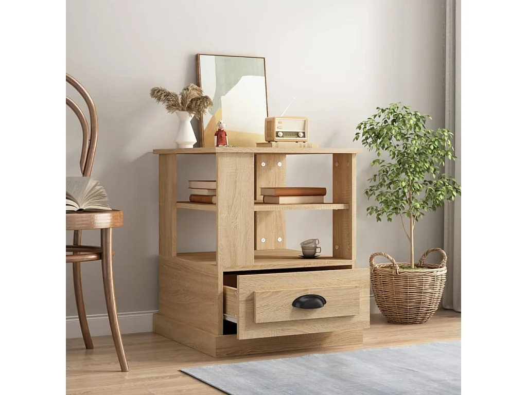 Table d'appoint chêne sonoma 50x50x60 cm bois d'ingénierie