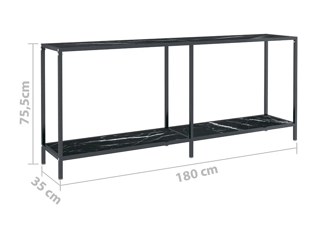 Mesa de consola vidrio templado negro 180x35x75,5 cm