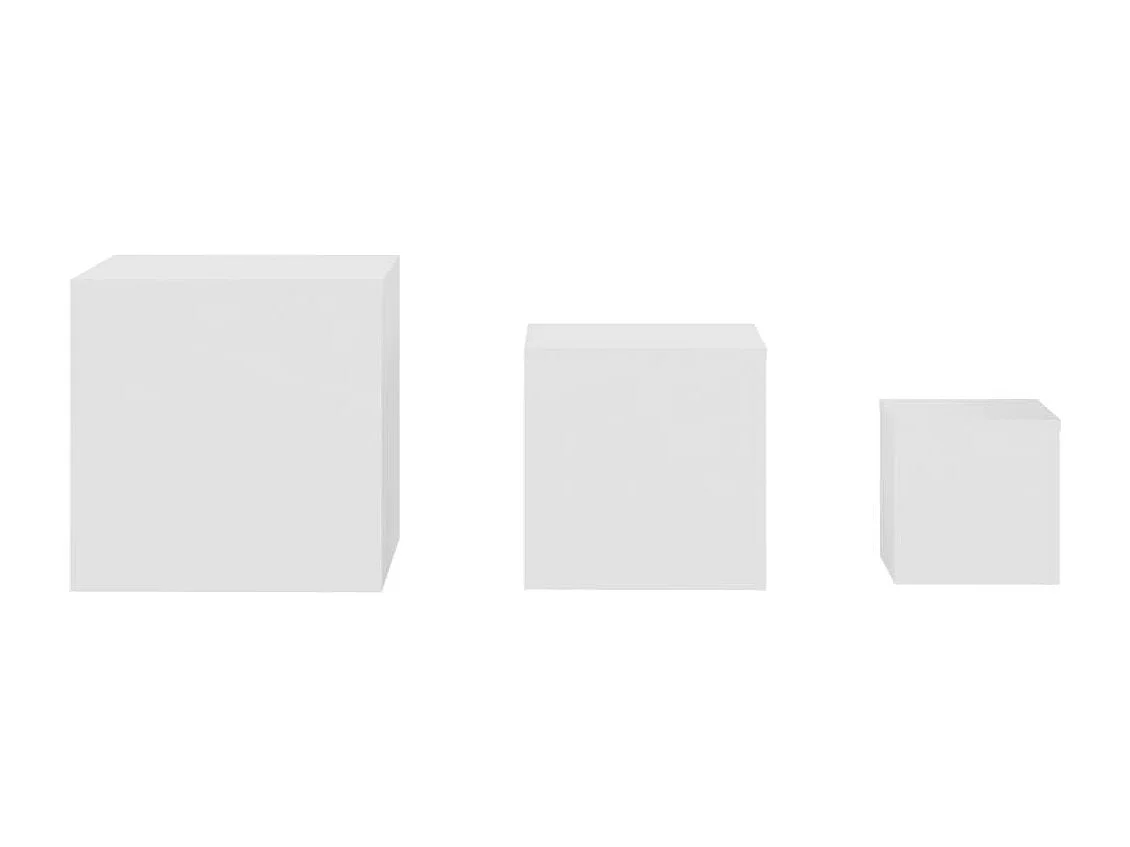 Bijzettafels 3 st bewerkt hout wit