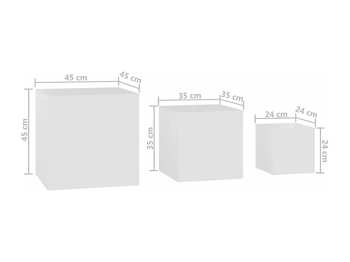 Bijzettafels 3 st bewerkt hout wit