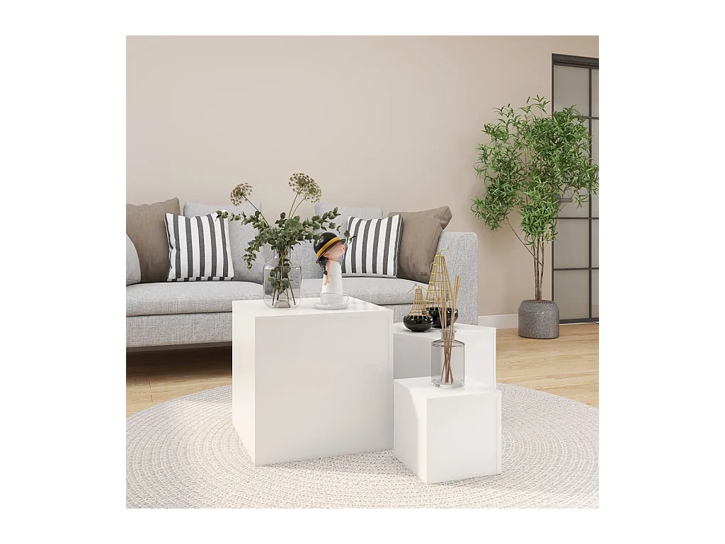 Tables d'appoint 3 pièces Blanc Aggloméré