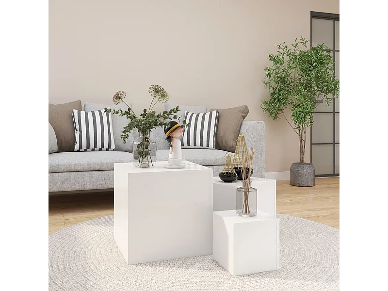 Tables d'appoint 3 pièces Blanc Aggloméré