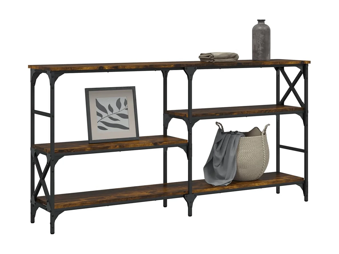 Table console chêne fumé 150x29x76,5 cm bois d'ingénierie