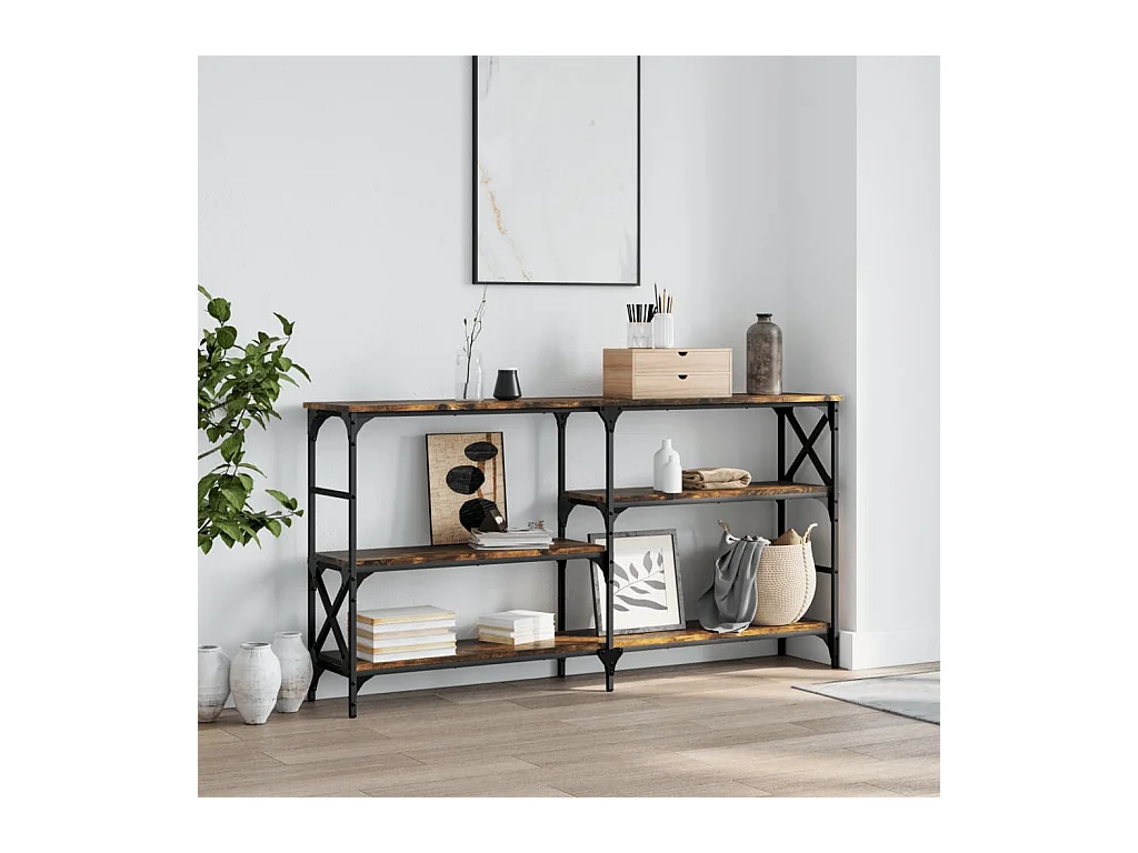 Mesa consola madera de ingeniería roble ahumado 150x29x76,5 cm