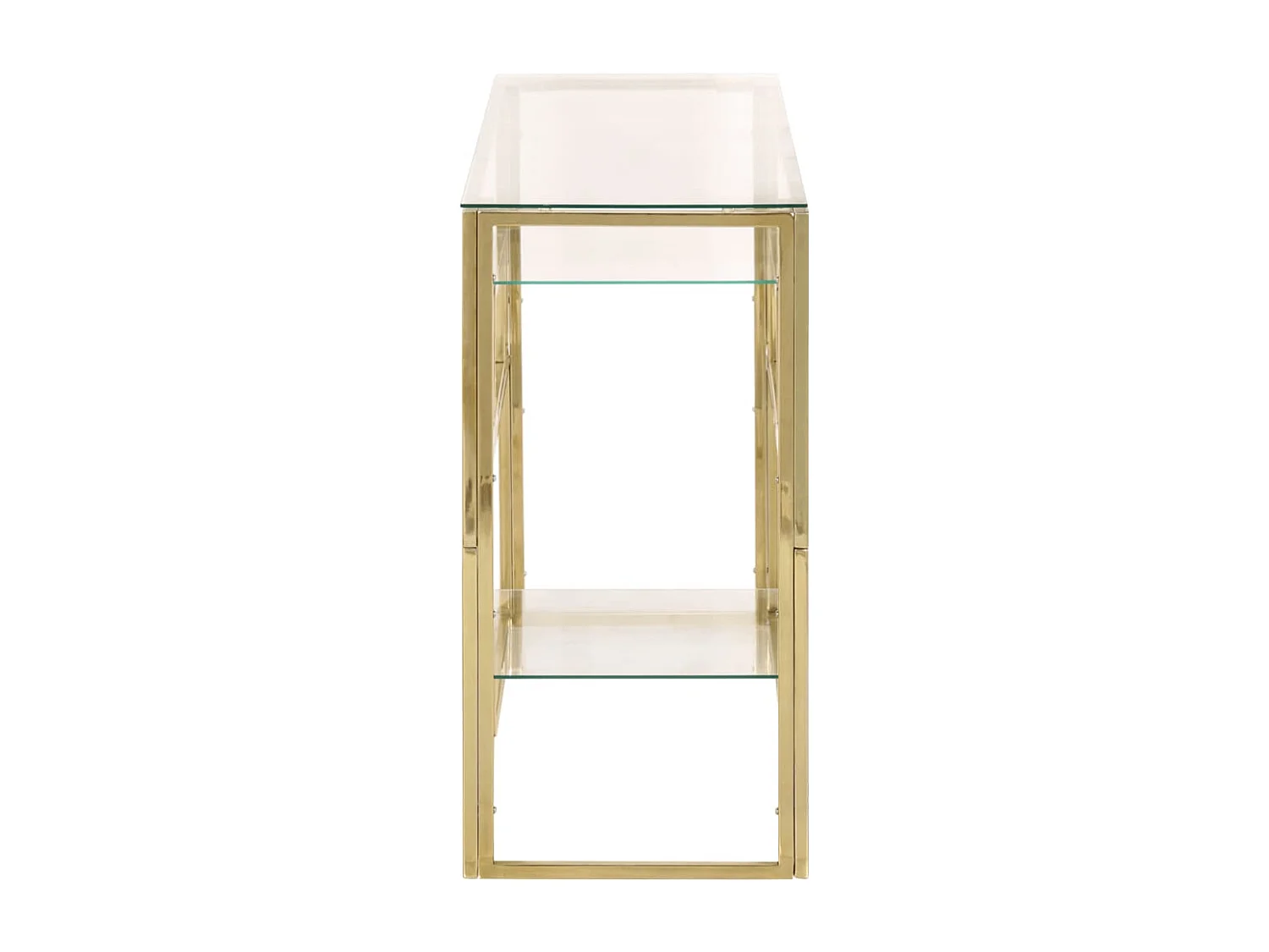Table console doré acier inoxydable et verre trempé