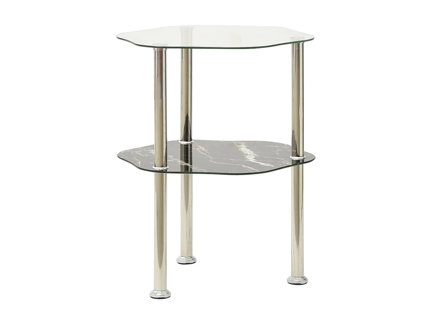 Table 2 niveaux Transparent et noir 38x38x50 cm Verre trempé