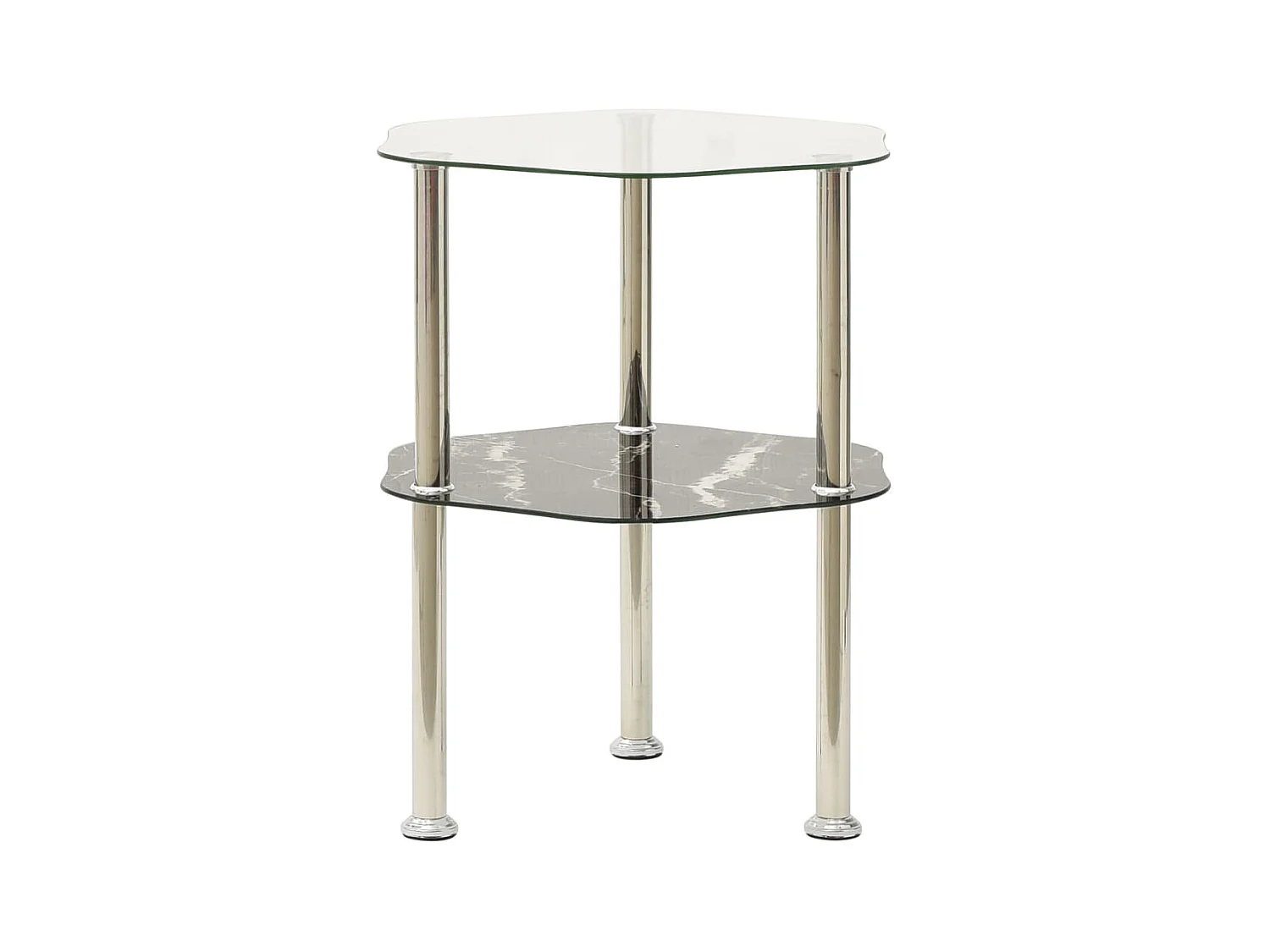 Table 2 niveaux Transparent et noir 38x38x50 cm Verre trempé