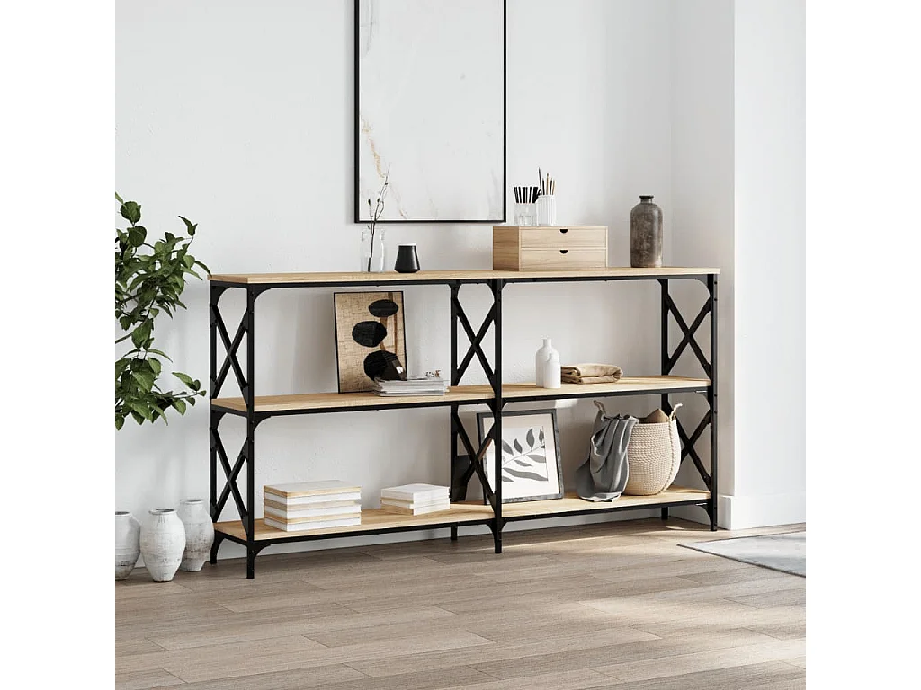 Table console chêne sonoma 156x28x80,5 cm bois d'ingénierie