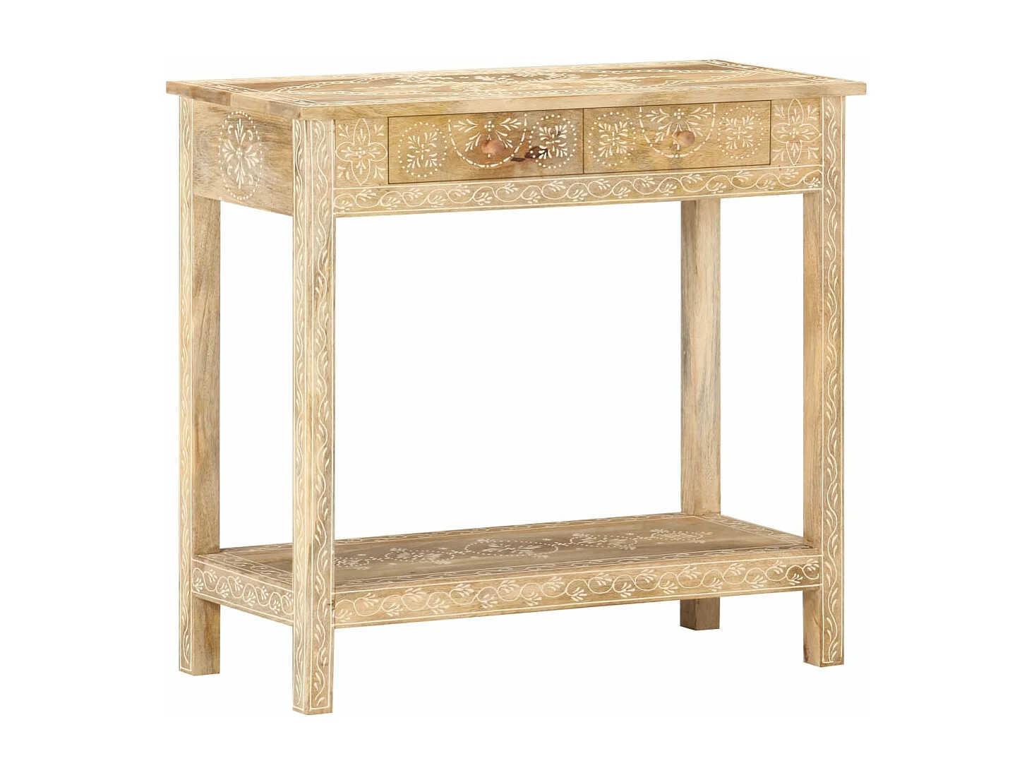 Mesa consola de madera maciza de mango 80x35x74 cm