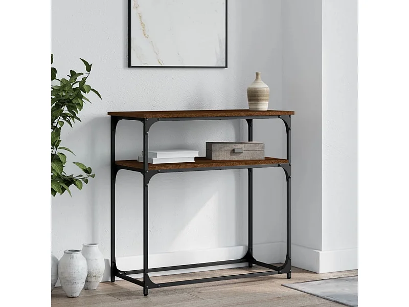 Mesa consola 75x35,5x75 cm derivados madeira carvalho castanho