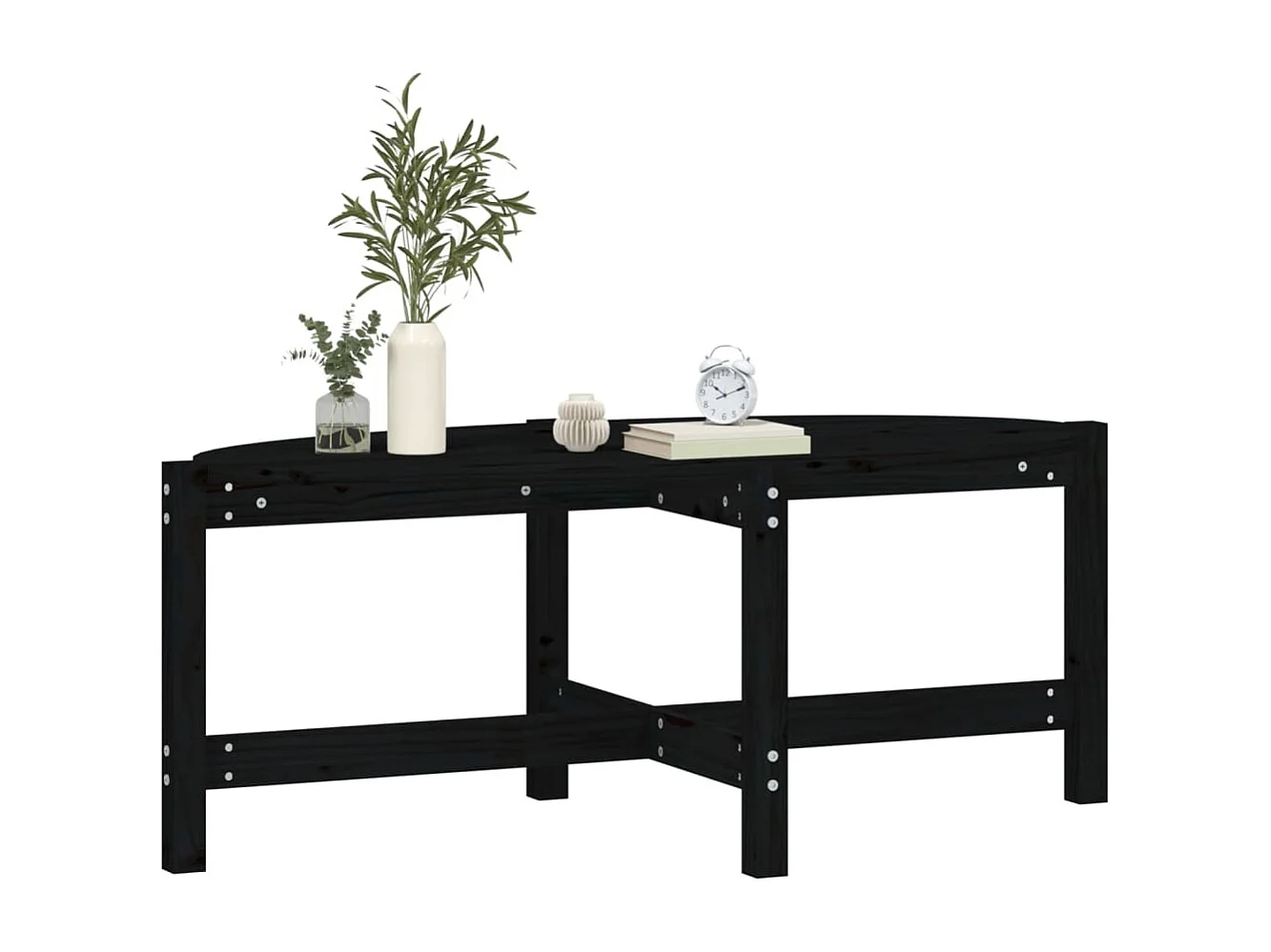 Mesa de centro de madera maciza de pino negro 118x63x45 cm