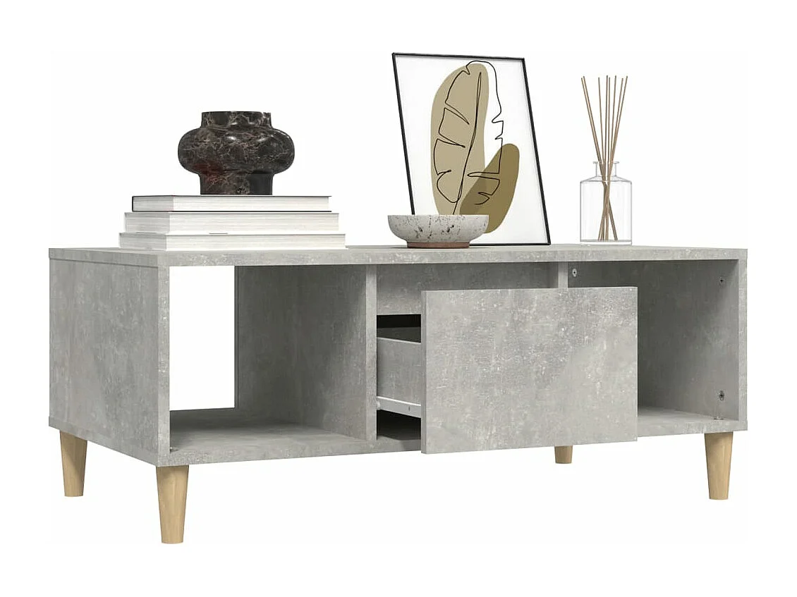 Mesa de centro madera contrachapada gris hormigón 90x50x36,5 cm