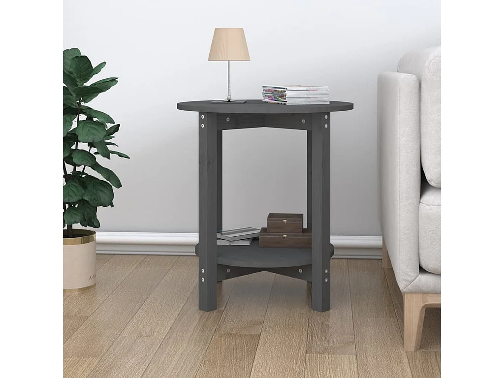 Salontafel Ø 55x60 cm massief grenenhout grijs