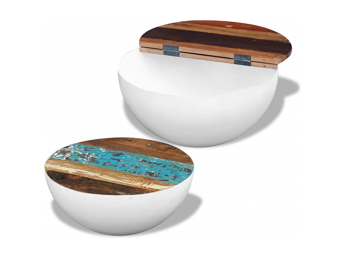 Ensemble de 2 tables basses Forme de bol Bois de récupération