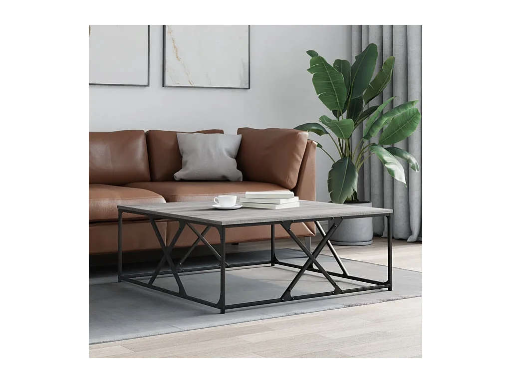 Table basse sonoma gris 100x100x40 cm bois d'ingénierie