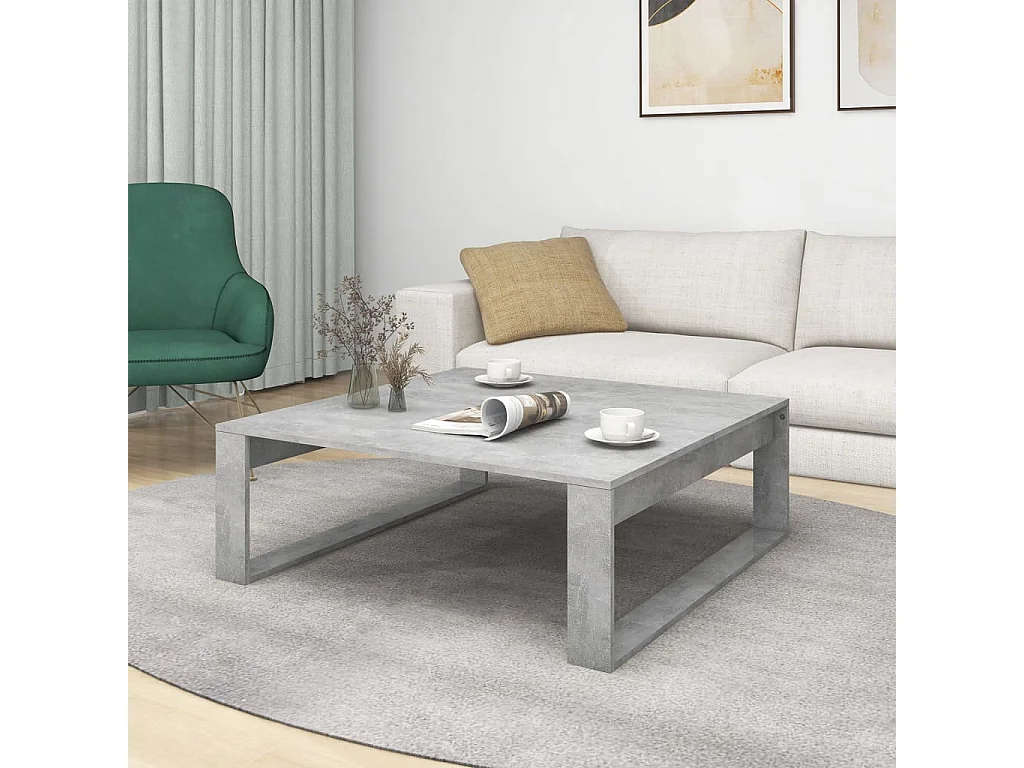 Table basse Gris béton 100x100x35 cm Aggloméré