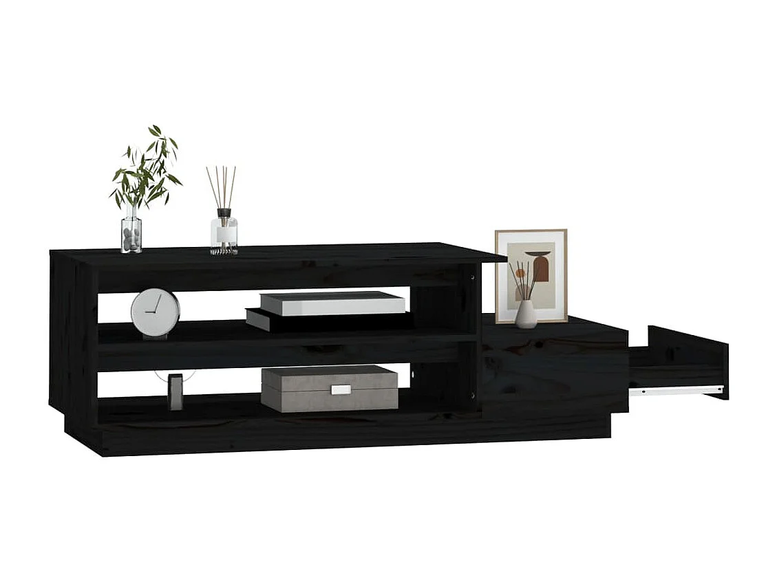 Mesa de centro 120x50x40,5 cm madeira de pinho maciça preto