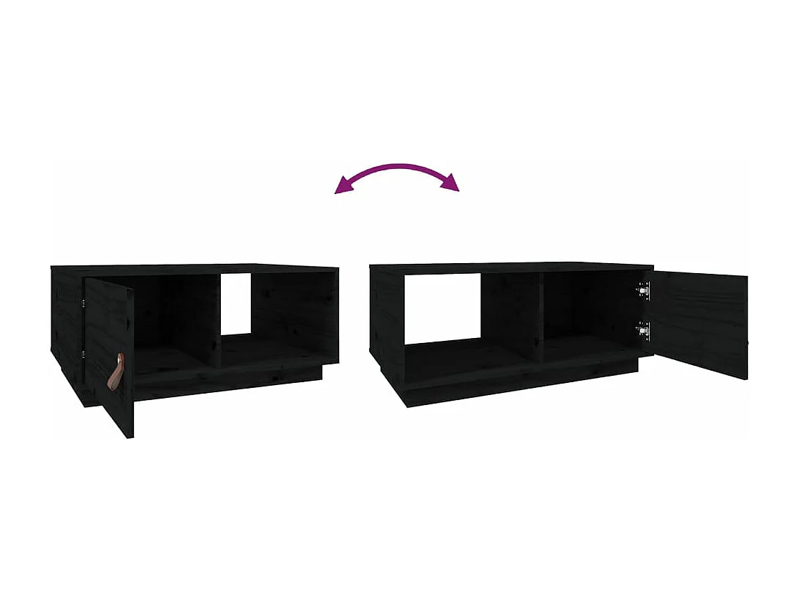 Table basse Noir 80x50x35,5 cm Bois massif de pin