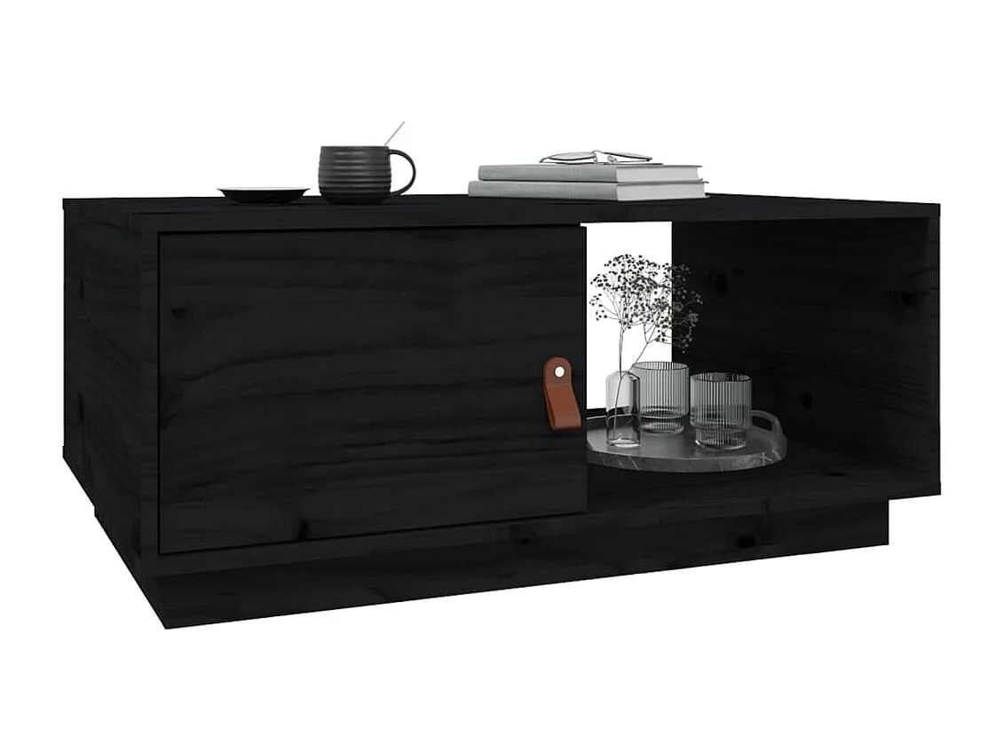 Table basse Noir 80x50x35,5 cm Bois massif de pin