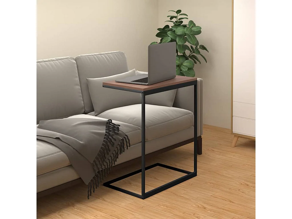 Mesa auxiliar de madera contrachapada negro 55x35x66 cm
