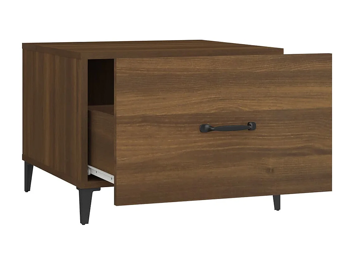 Salontafel met metalen poten 50x50x40 cm bruin eikenkleur