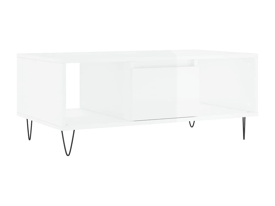 Table basse Blanc brillant 90x50x36,5 cm Bois d'ingénierie