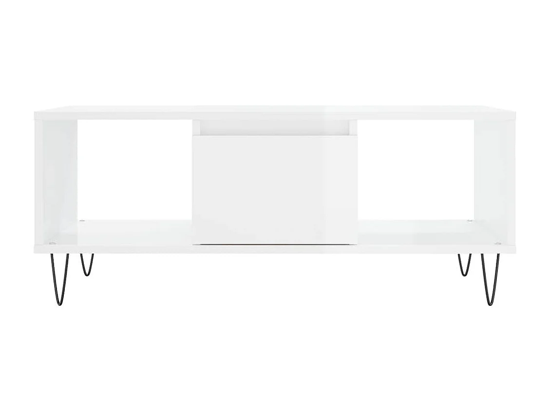 Table basse Blanc brillant 90x50x36,5 cm Bois d'ingénierie