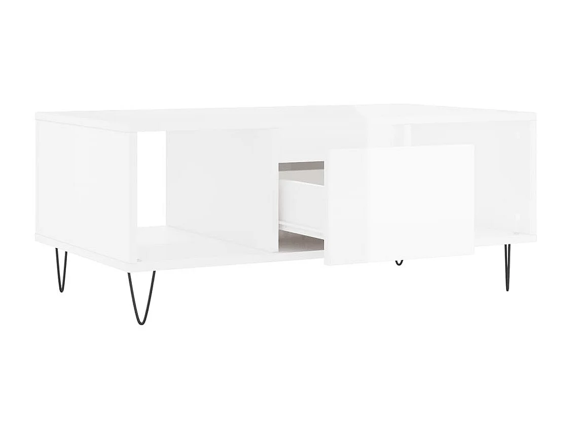 Table basse Blanc brillant 90x50x36,5 cm Bois d'ingénierie