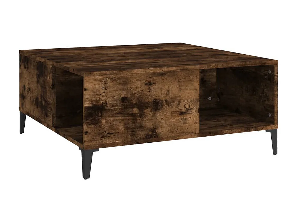 Table basse chêne fumé 80x80x36,5 cm bois d'ingénierie