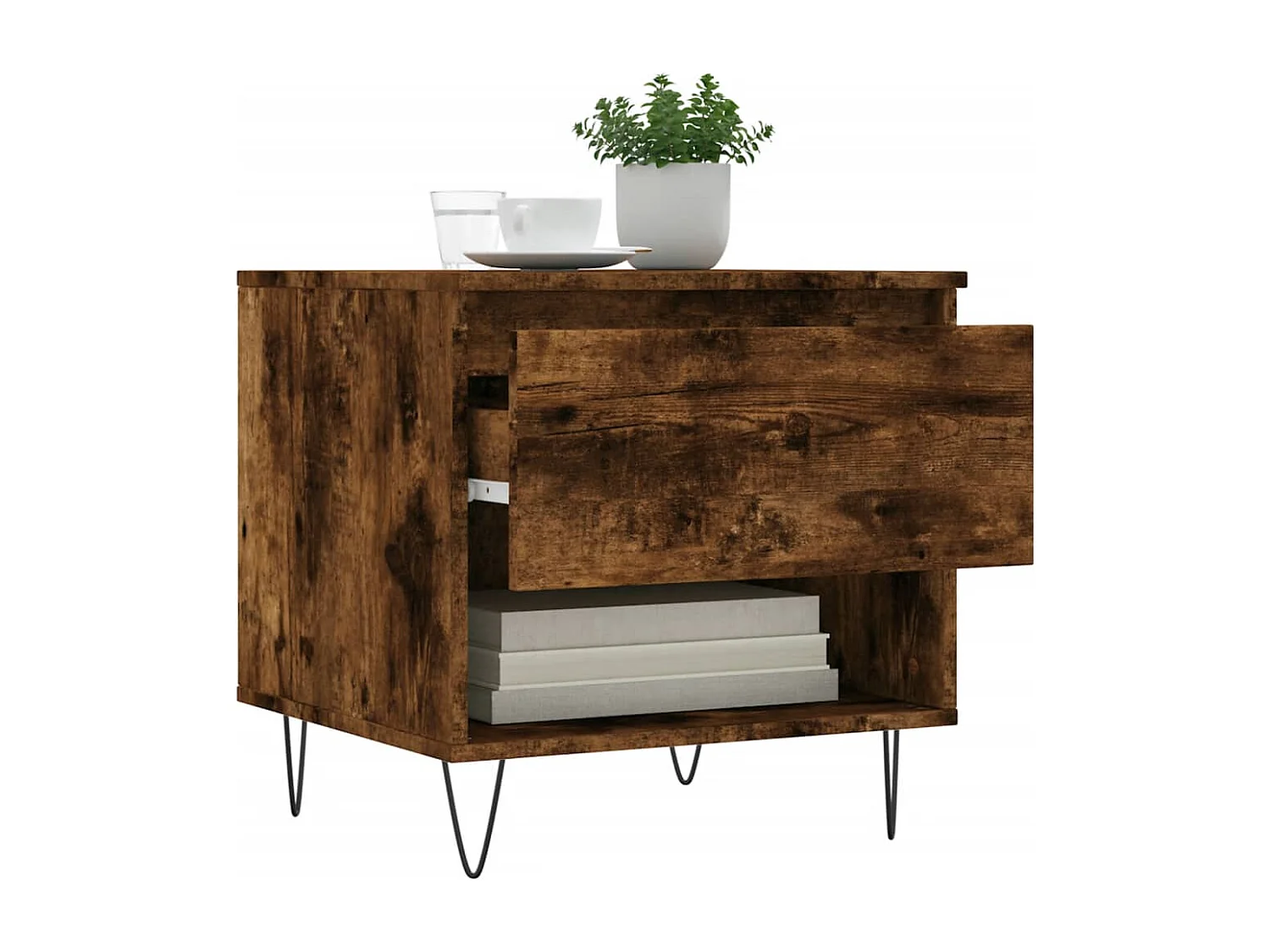 Salontafel 50x46x50 cm bewerkt hout gerookt eikenkleurig