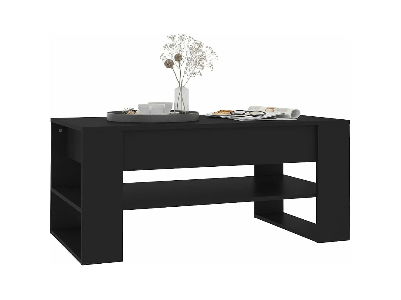 Table basse Noir 102x55x45 cm Bois d'ingénierie