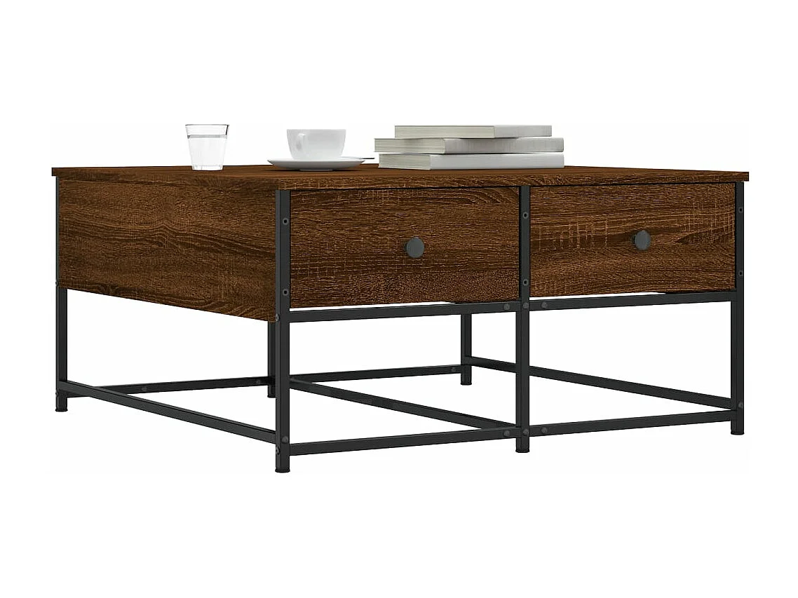 Table basse chêne marron 80x80x40 cm bois d'ingénierie