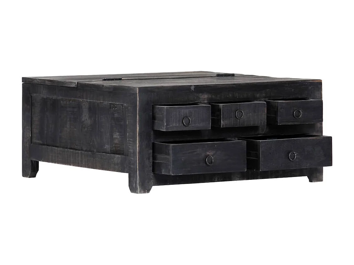 Table basse Noir 65 x 65 x 30 cm Bois de manguier massif