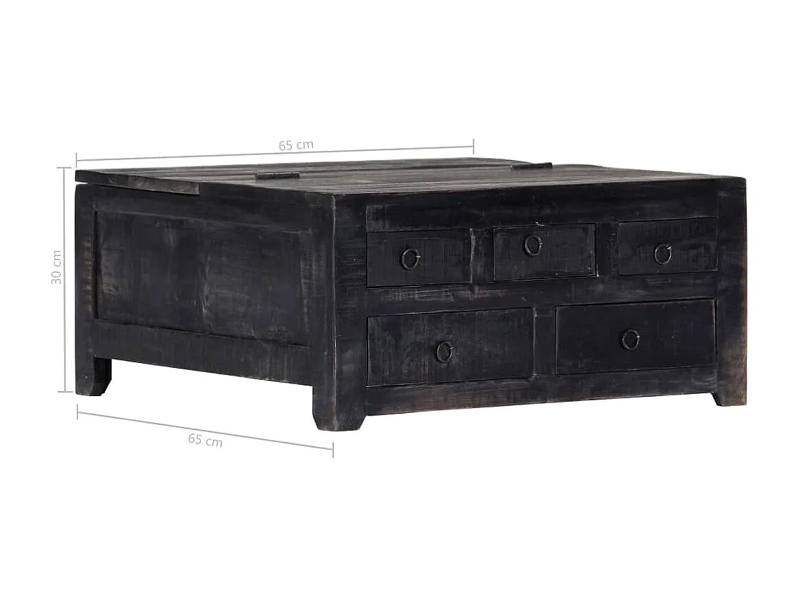 Mesa de centro 65x65x30 cm madeira de mangueira maciça preto