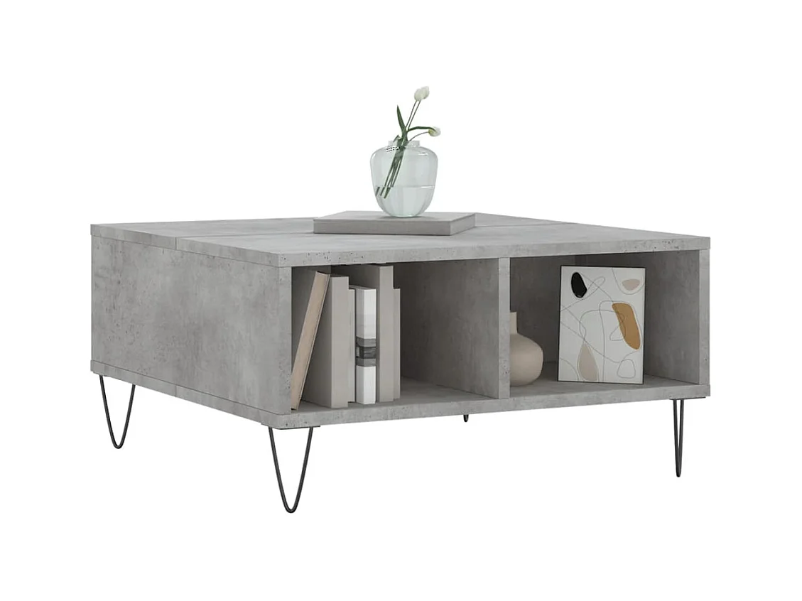 Table basse gris béton 60x60x30 cm bois d'ingénierie