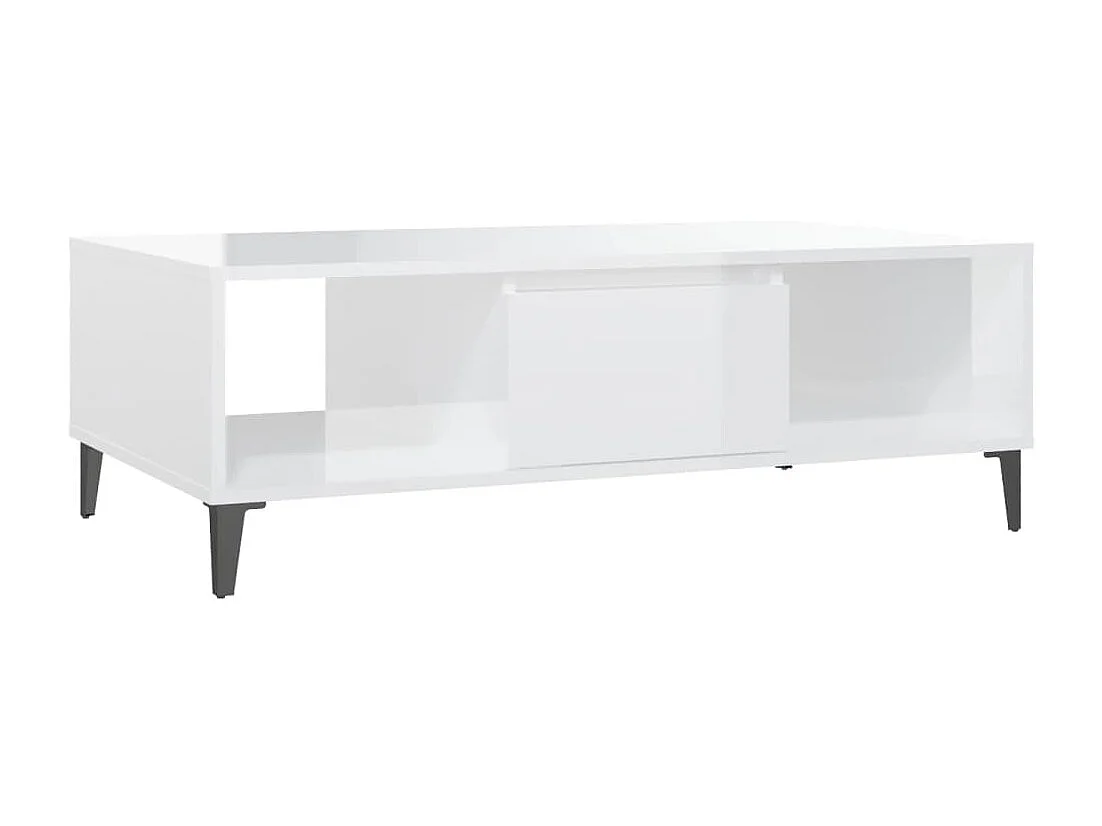 Table basse Blanc brillant 103,5x60x35 cm Aggloméré