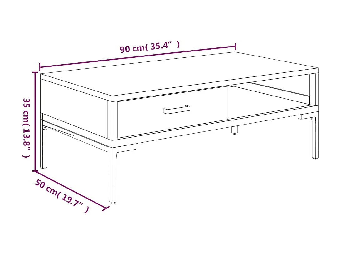 Table basse 90x50x35 cm Bois de pin massif