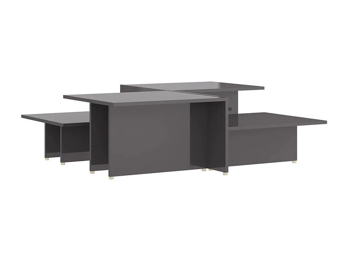 Table basse 2 pièces Gris brillant 111,5x50x33cm Bois d'ingénierie