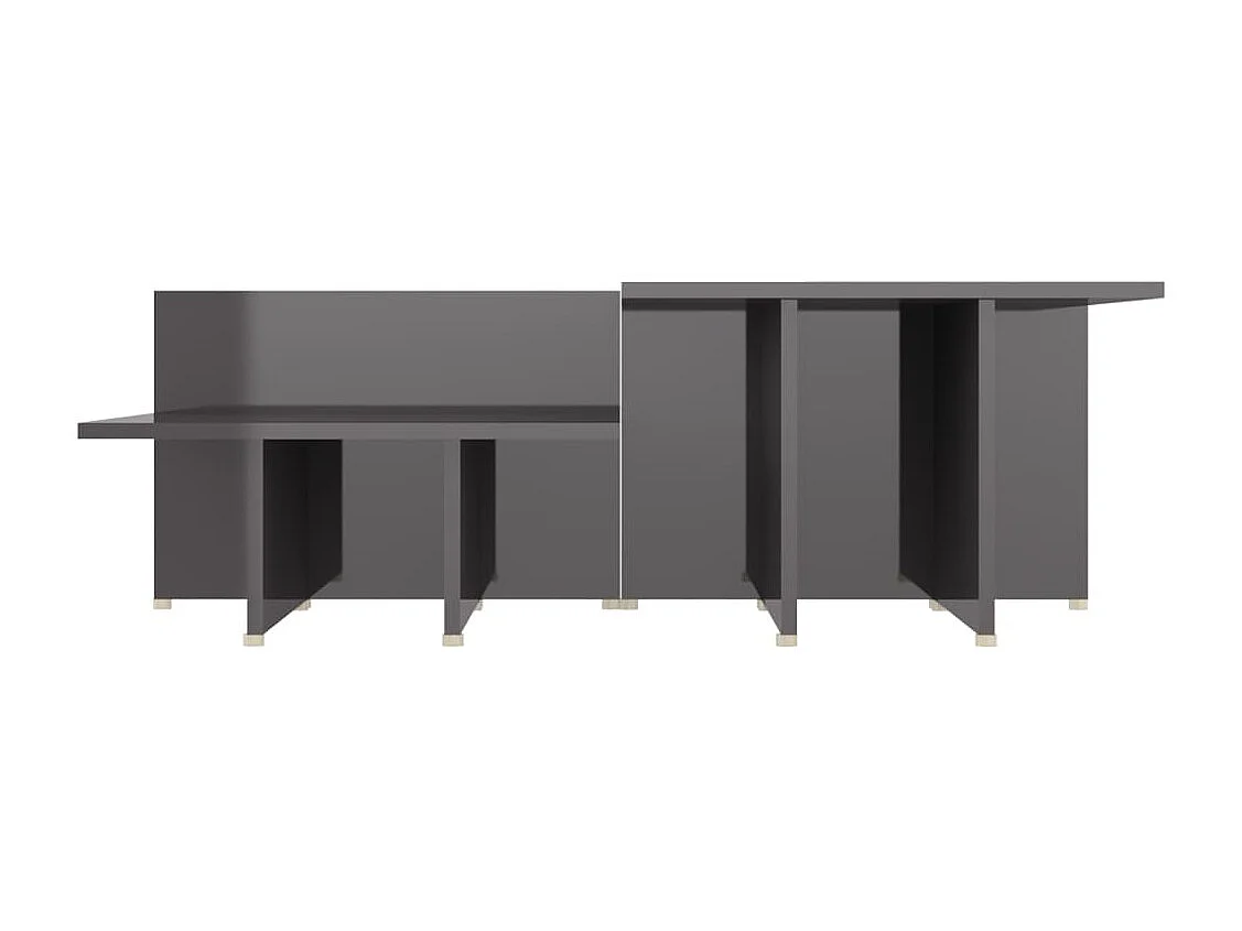 Table basse 2 pièces Gris brillant 111,5x50x33cm Bois d'ingénierie