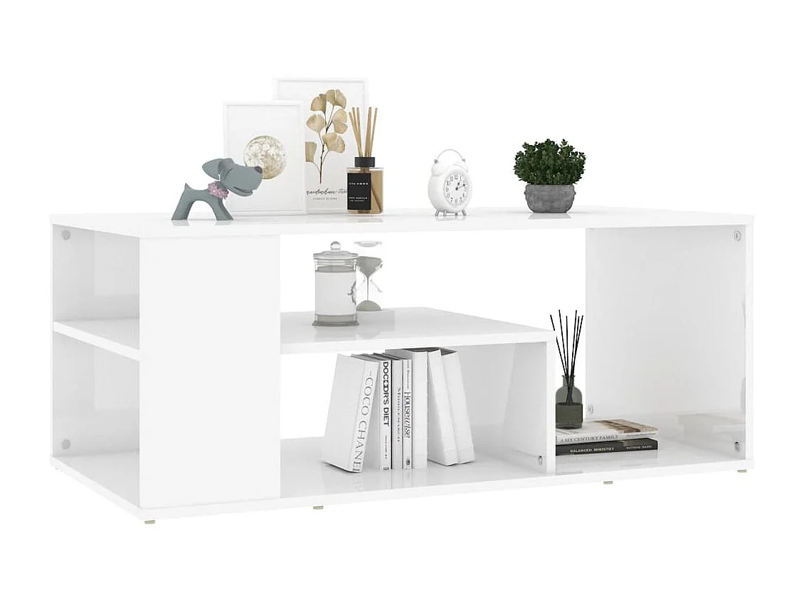 Table basse Blanc brillant 100x50x40 cm Aggloméré