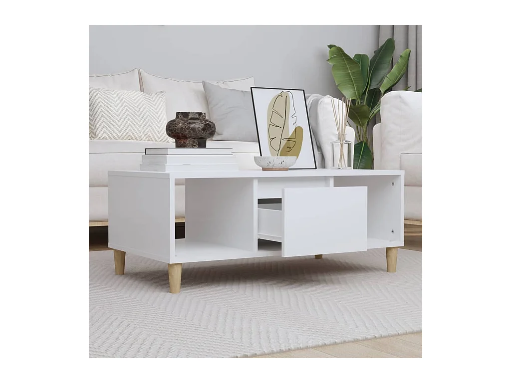 Table basse Blanc 90x50x36,5 cm Bois d'ingénierie